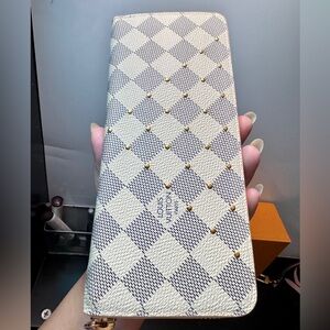 Authentic Louis Vuitton studded Clemence Cream and Gray Wallet